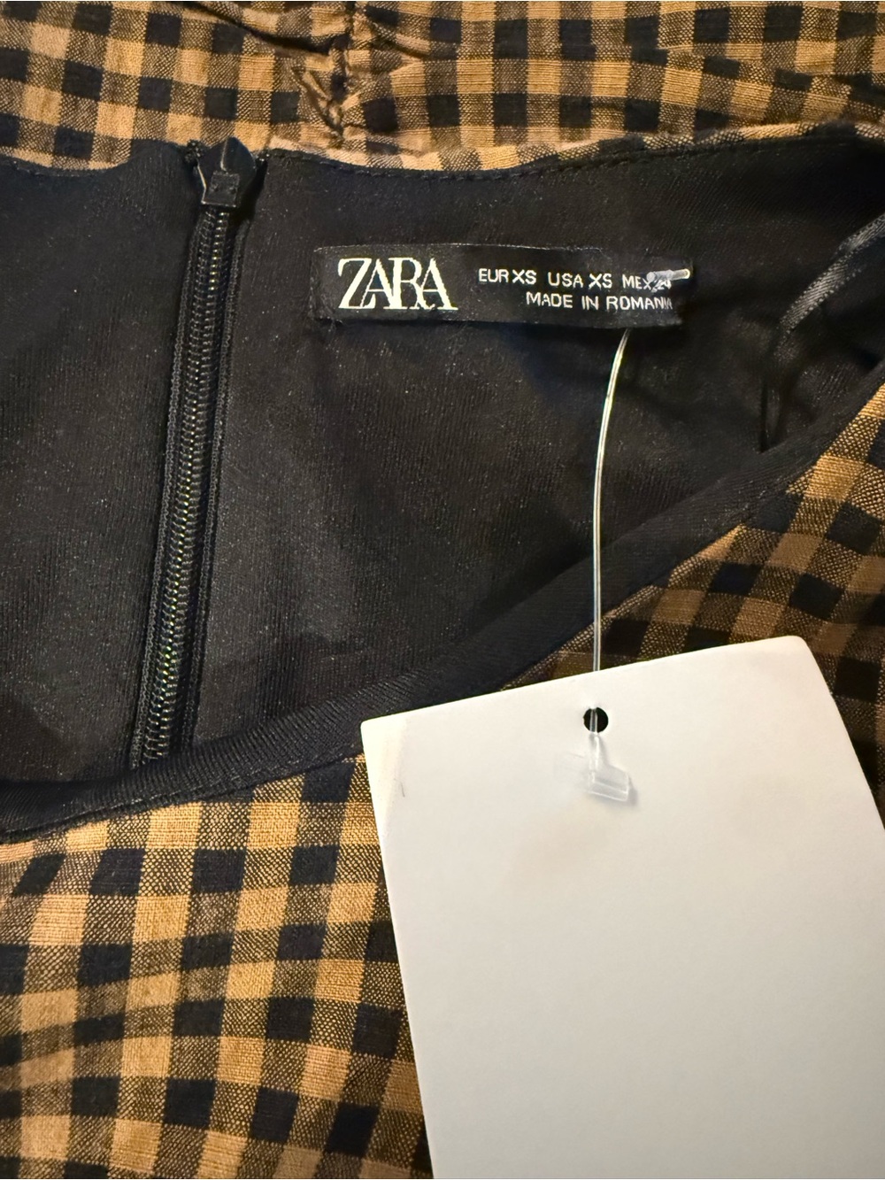 ZARA Ruched Check Mini Dress - Picture 5 of 5